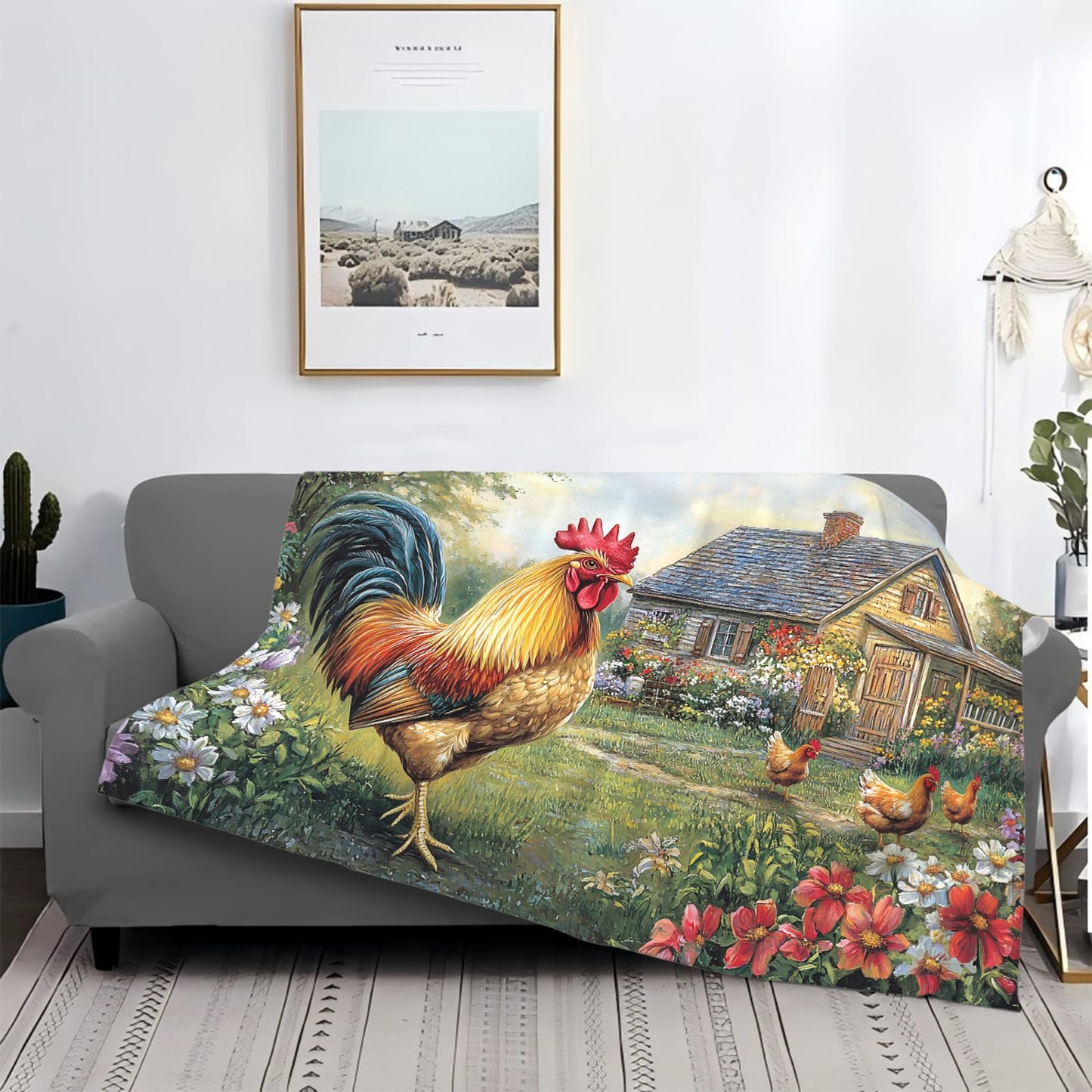 Tijuboni Rooster Chicken Throw Blanket Rooster Gifts for Girls Boys Women Men Kids Adults Soft Flannel Fleece Blanket for Couch Sofa Bed Home Decor 40"x50"