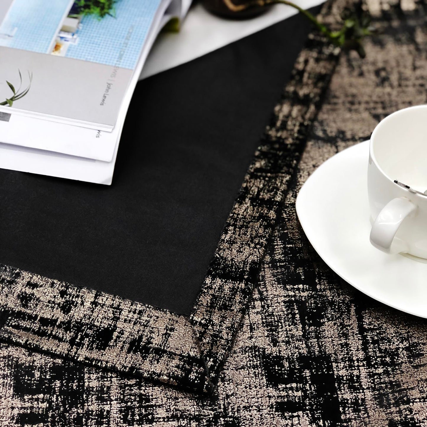 always4u Black Gold Soft Velvet Curtains 84 Inch Length Luxury Bedroom Curtains Gold Foil Print Window Treatments for Living Room Bedroom Set of 2