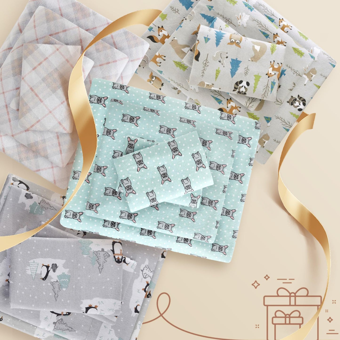True North by Sleep Philosophy Cozy Flannel Warm 100% Cotton Sheet - Novelty Print Animals Stars Cute Ultra Soft Cold Weather Bedding Set, Twin, Multi Forest Animals 3 Piece