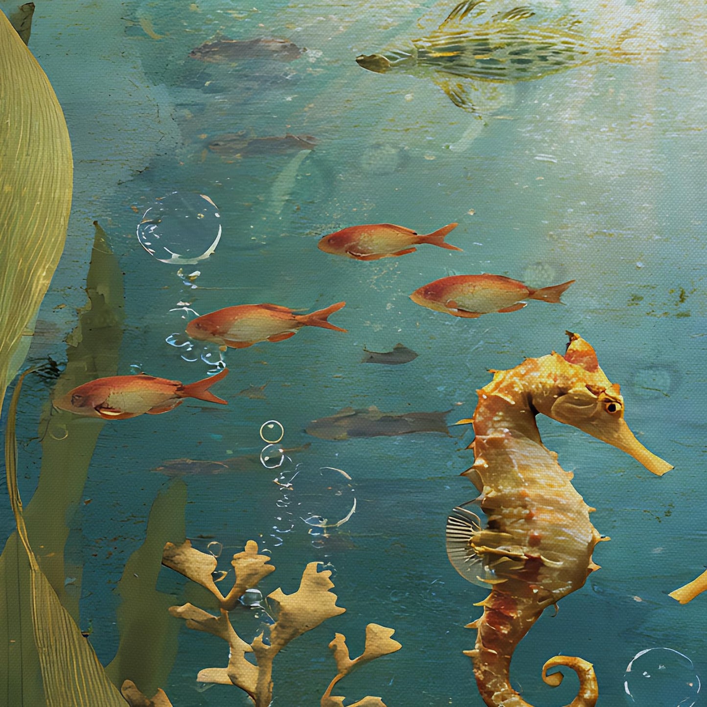 THISFIND Shower Curtain, Underwater Seahorse Coral Reef Scene Machine Washable Waterproof Fabric for Bathroom Decor Bathtub with 12 Hooks 72x72