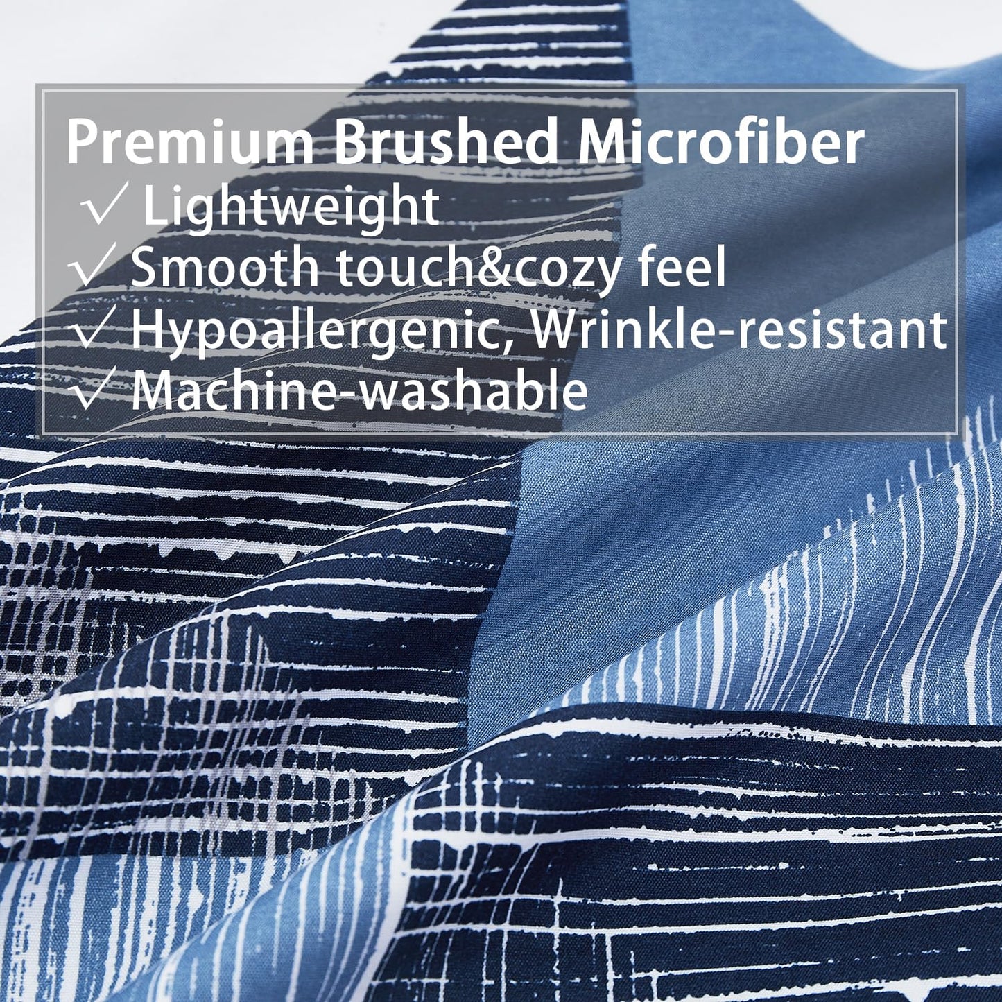 Vaulia Soft Microfiber Duvet Cover Set Queen, Modern Blue Geometric Print Pattern Design All Season, 3-Piece Set with 1 Duvet Cover 2 Pillow Shams