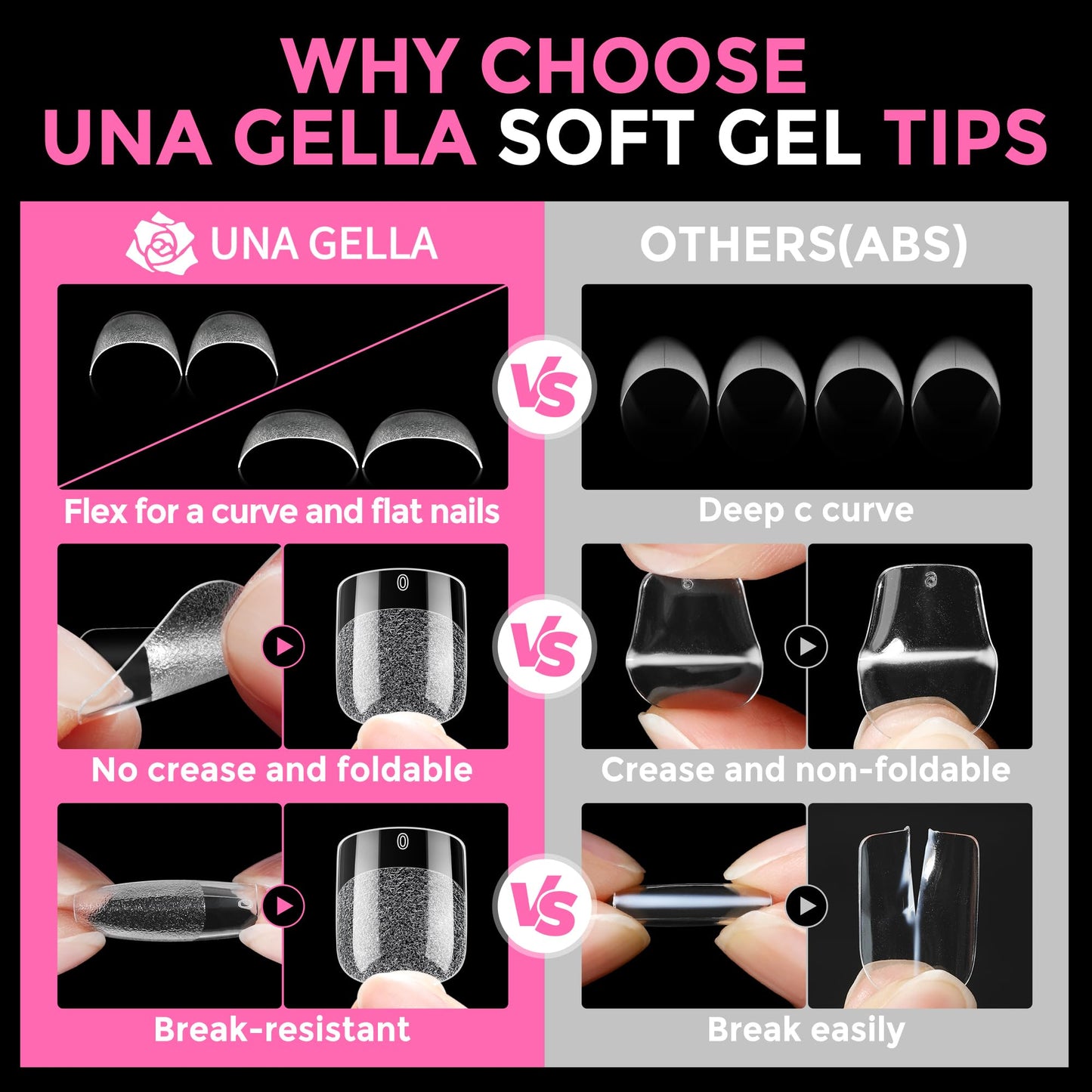UNA GELLA Extra Short Square Oval Nail Tips 216pcs Pre-shaped Half Matte Squoval Gel Nail Tips Full Cover Square Round Clear Acrylic Fake Nails for Press on Nail Extensions Home DIY Salon 12 Sizes