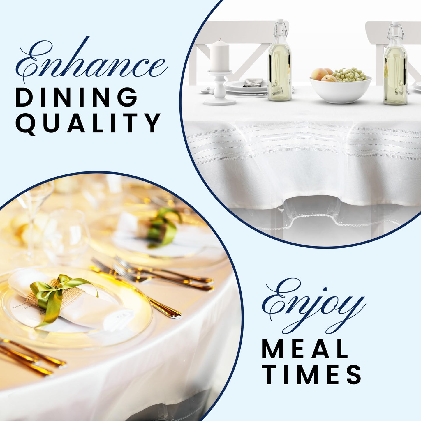 Broder Heavy Duty Clear Plastic Table Cover Protector Rectangle 52x70 – Waterproof, Oil Proof, Wipeable Vinyl Tablecloth Protector, Thick PVC, for Dining Room, Kitchen, Desk, Office, Everyday Use