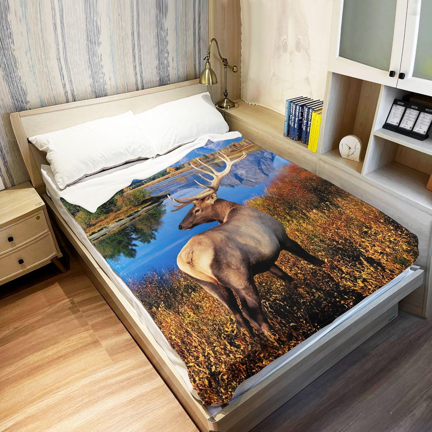Rstick Elk Blanket Forest Grass Deer Fleece Blanket Soft Fuzzy Plush Throw Blankets for Couch Bed 50"x60"