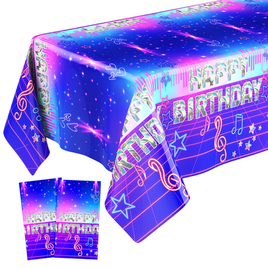 Gilprop 2 Pcs Kpop Music Birthday Party Decorations Plastic Cute Birthday Tablecloth 108 x 54 Inches Disposable Rectangle Tablecover for Boys Girls Kids Baby Shower Party Supplies