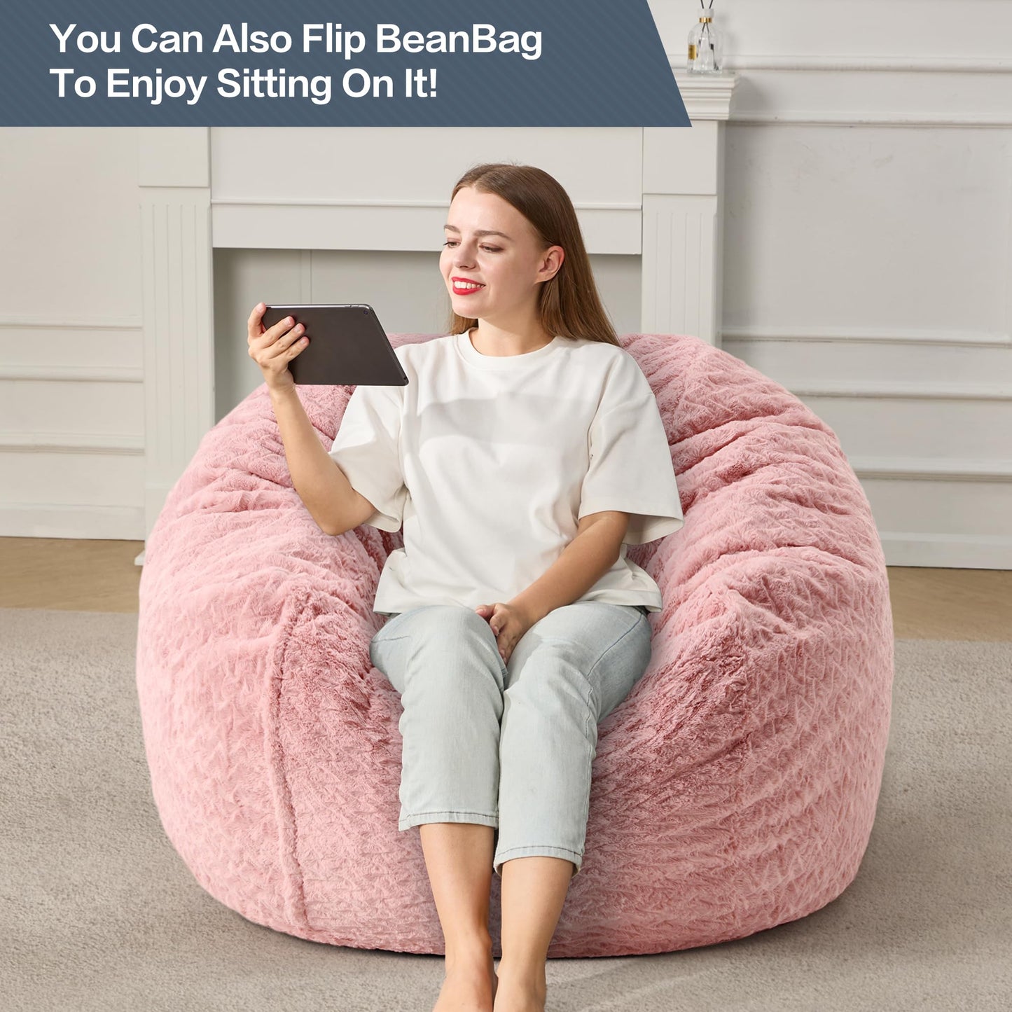 Hobestluk Bean Bag Chair for Adult Large Removable Beanbag Living Room 3FT
