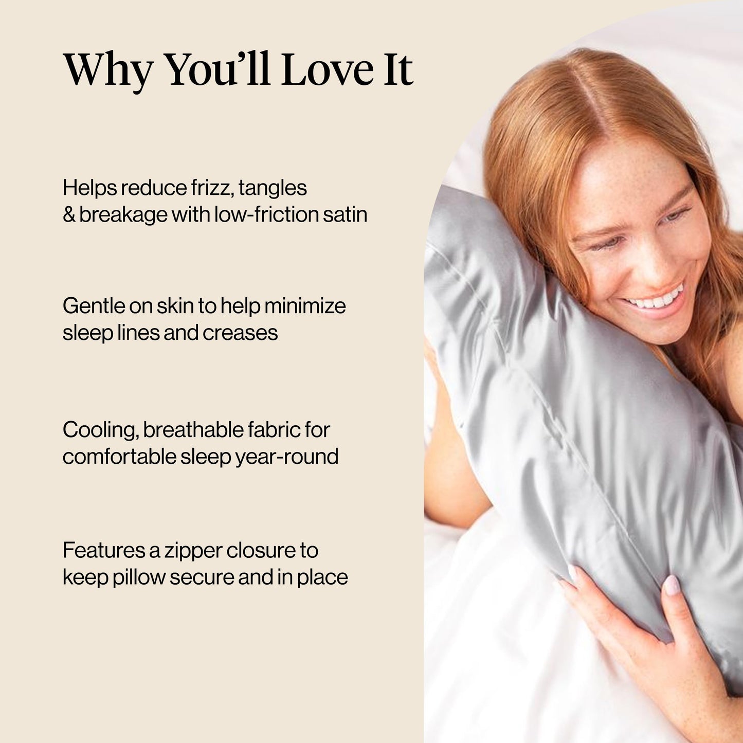 Kitsch Satin Pillowcase with Zipper for Hair & Skin - Softer Than Silk Pillow Cases, Smooth Cooling Satin Pillow Case, Wrinkle-Free, Machine Washable - Pillow Cases Standard Size (19x26) - Silver