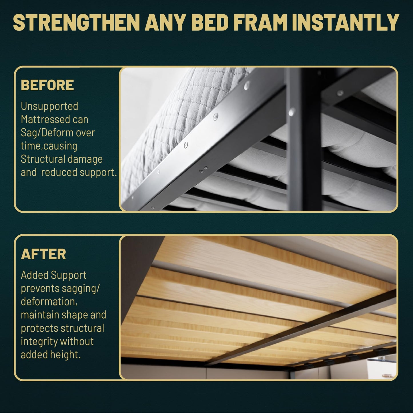 Treaton, 0.68-Inch Heavy Duty Horizontal Wooden Bunkie Board/Bed Slats, 72" x 39", Beige