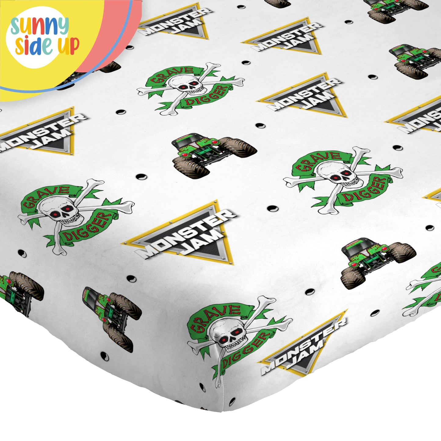 Sunny Side Up Monster Jam Grave Digger Twin Sheet Set - 3 Piece Kids Bedding Set Includes Pillow Cover - Super Soft Microfiber Sheets
