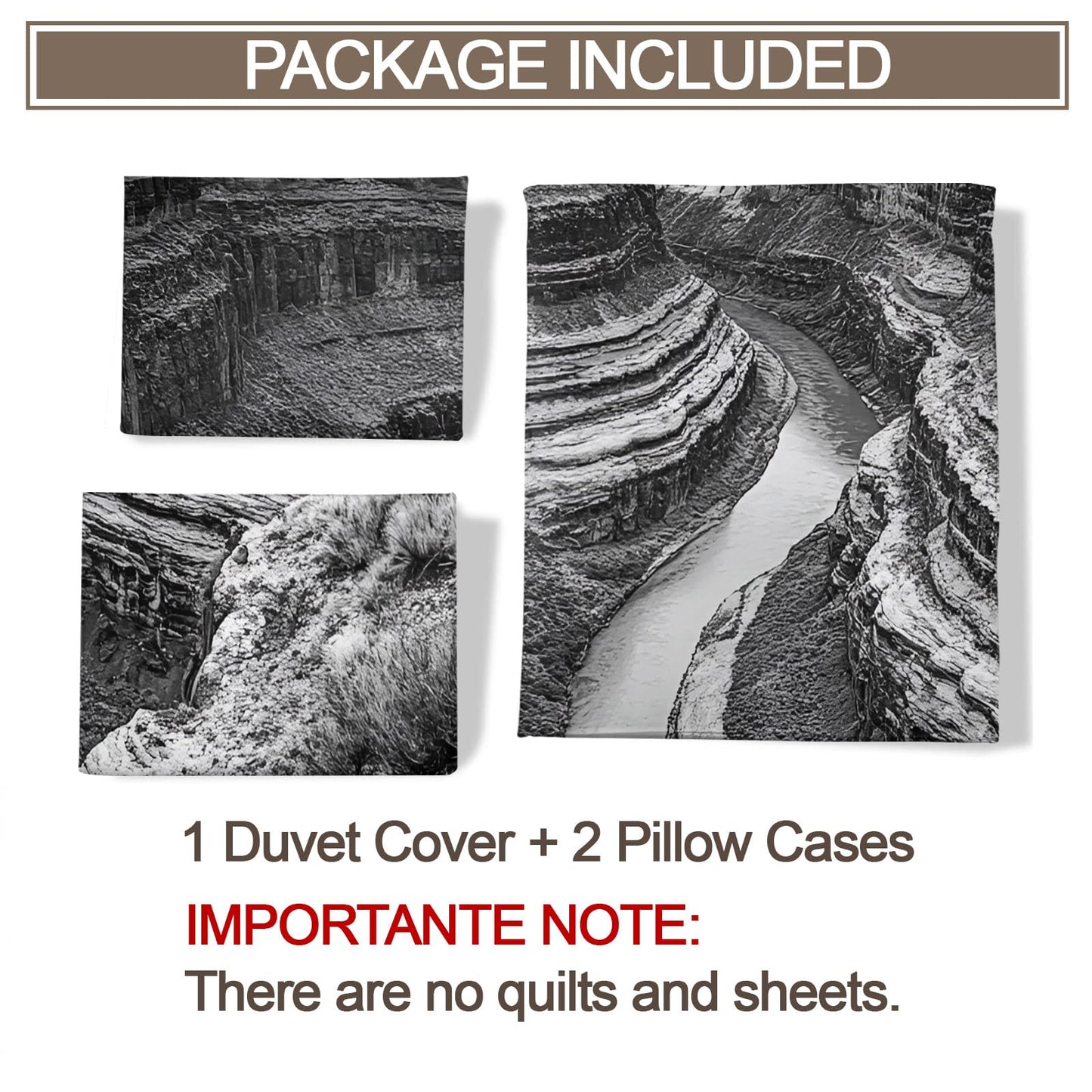 PAISUOQ Landscape Duvet Cover Full Size, Canyon Landscape Bedding, 3 Piece, Soft Microfiber Patterned Comforter Cover with Zipper Ties & 2 Pillowcase, Gray Bedroom Decor & Gifts