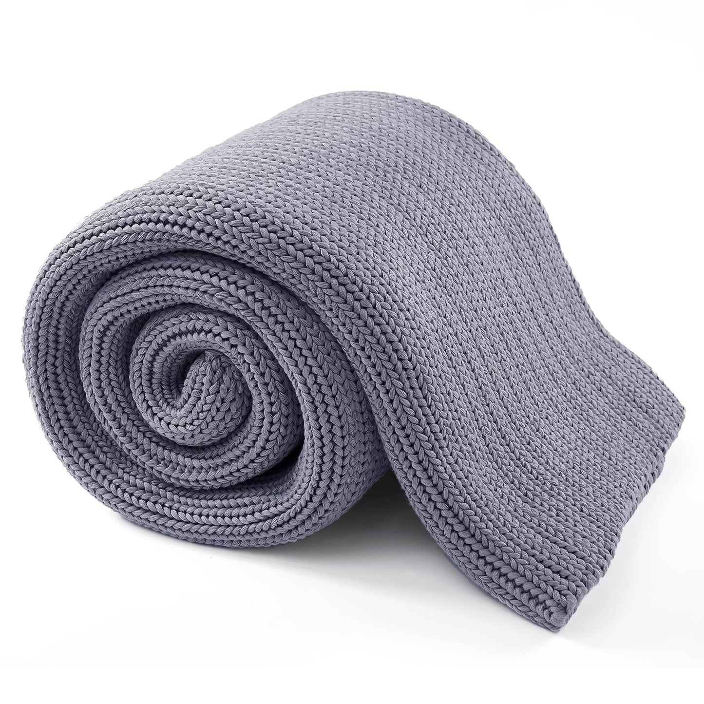 Guohaoi Knitted Weighted Blanket for Adults (Light Grey 60"x80" 15lbs) No Beads Cooling Throw Blanket for Hot Sleepers, Home Decor Breathable Chunky Knit Heavy Blanket Use on Queen/King Size Bed