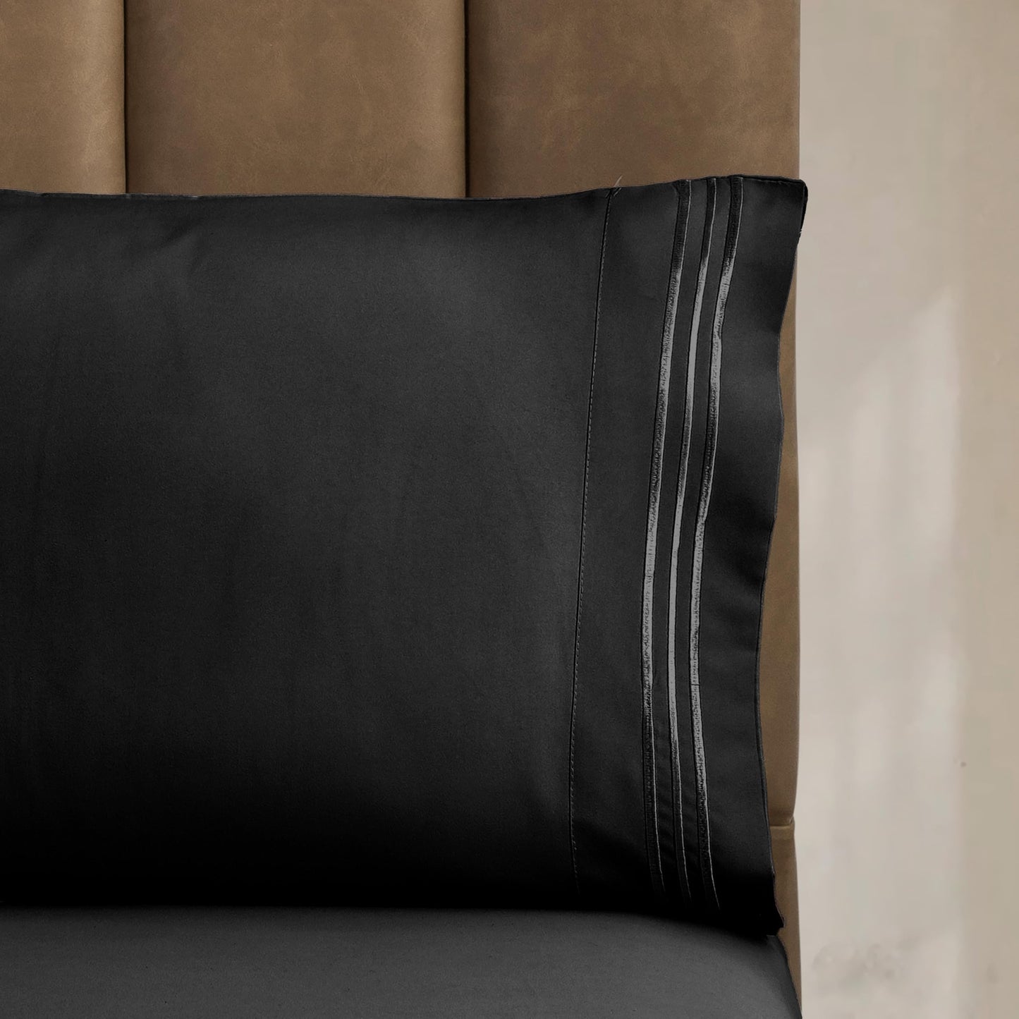 CELINE LINEN Premium 1800 Hotel Quality Wrinkle-Resistant 4-Piece Microfiber Sheet Set - Luxury Ultra Soft and Breathable Bedding 16 Inch Deep Pocket 4PC Sheet Set, King, Black