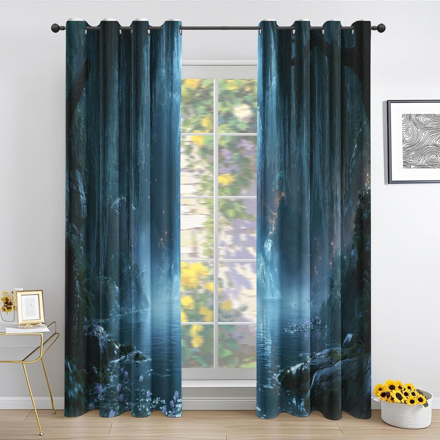 Cave Waterfall Curtains 27.5x39 Inch, 2 Panels