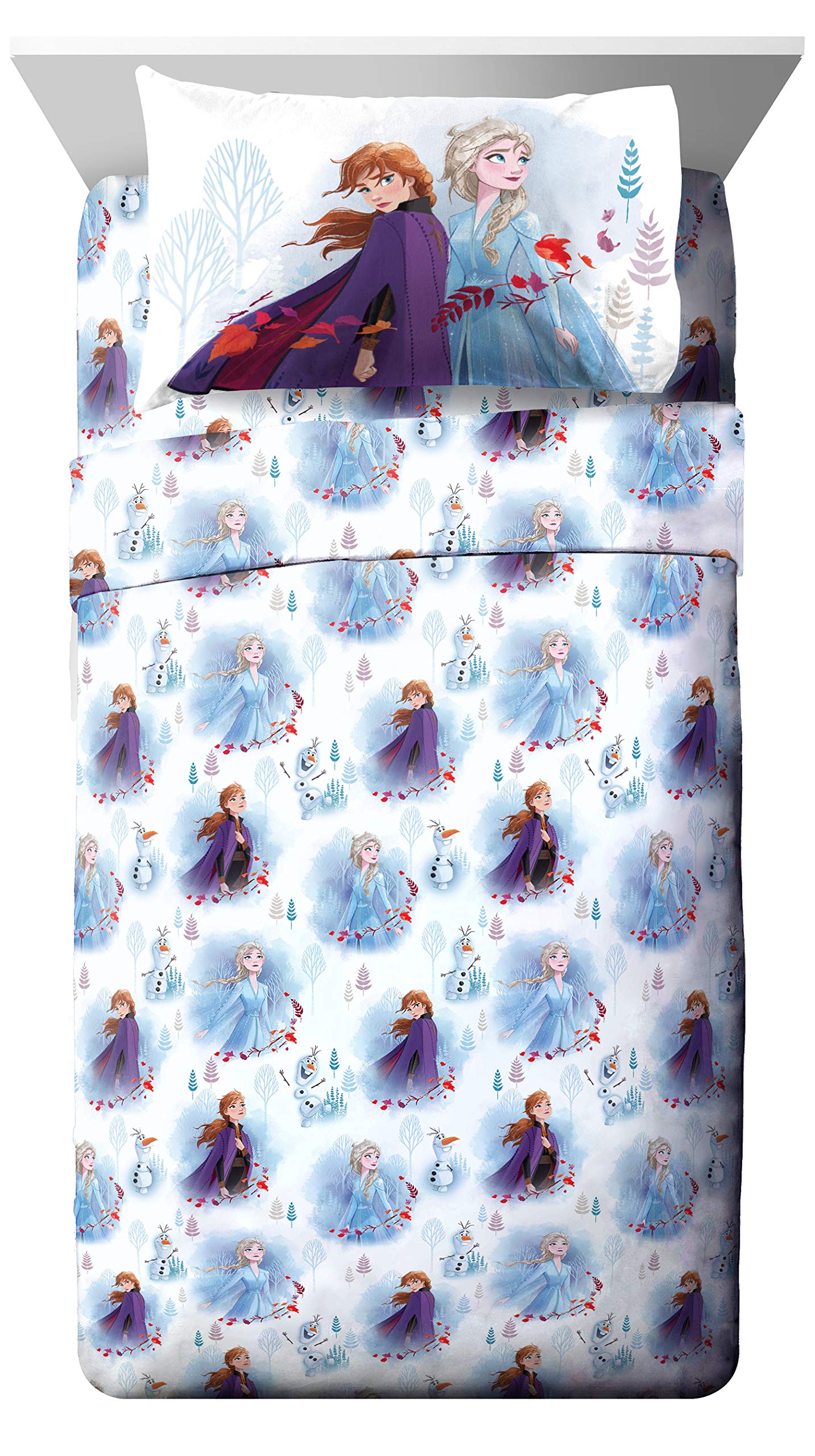 Jay Franco Kids Sheet Set with Fitted, Flat Sheets & Pillow Cover - Ultra-Soft Bedding with Pillowcase for Room Decor, Multi - Frozen, 3 Piece Twin