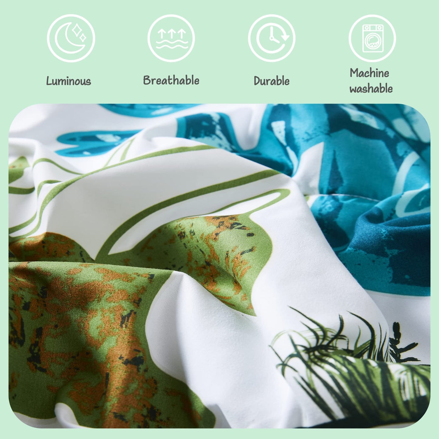 Kaleido Space Twin Kids Comforter Set - 5 Pieces Twin Bedding Sets for Boys Teen, Glow in The Dark Dinosaurs Bed in A Bag with Sheets