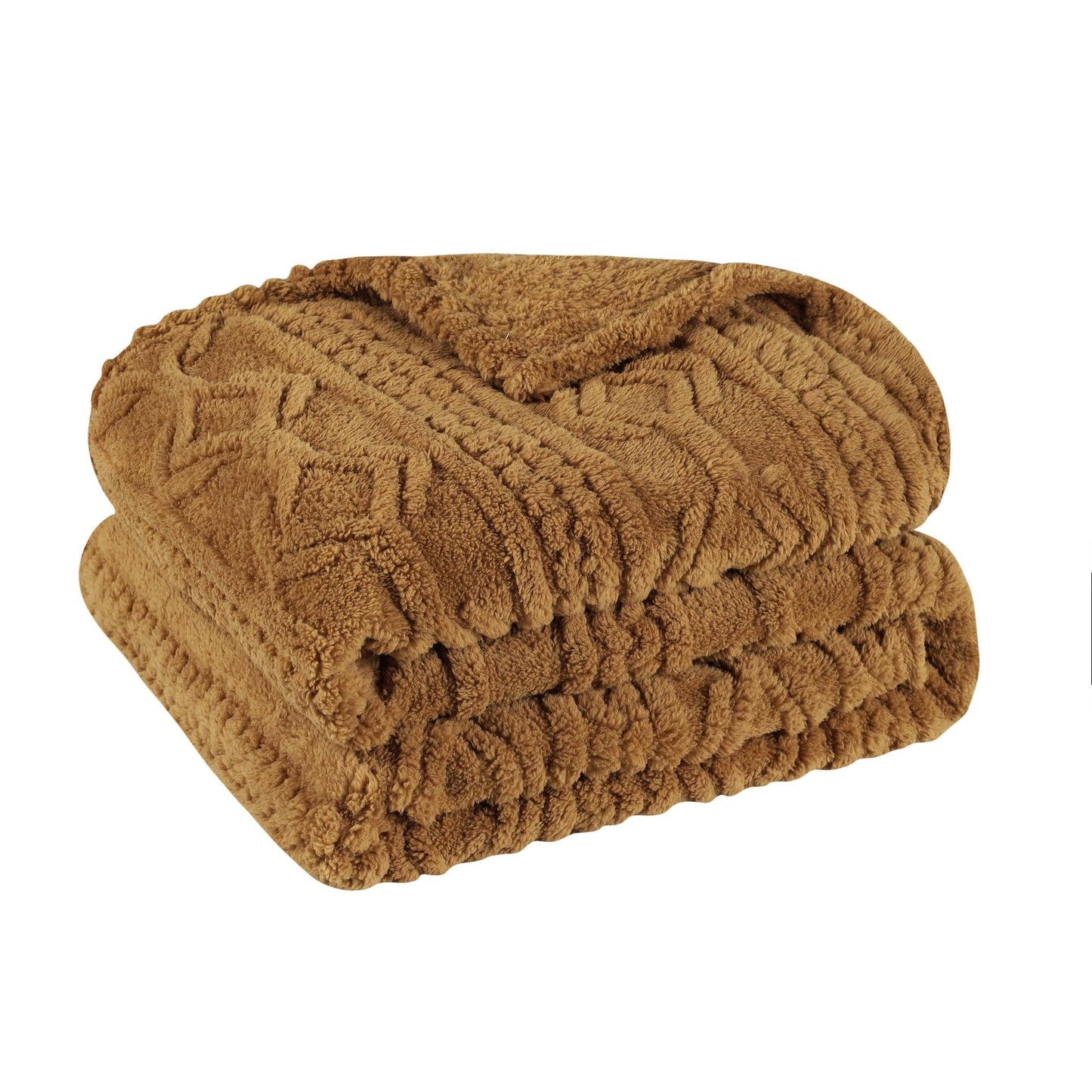Superior Fleece Boho Jacquard Blanket, Decorative Blankets for Bedroom, Sofa, Fuzzy, Plush, Fluffy, Soft, Cute Room Decor, Beautiful Cover, Comfort Essentials, Arctic Collection, King, Camel