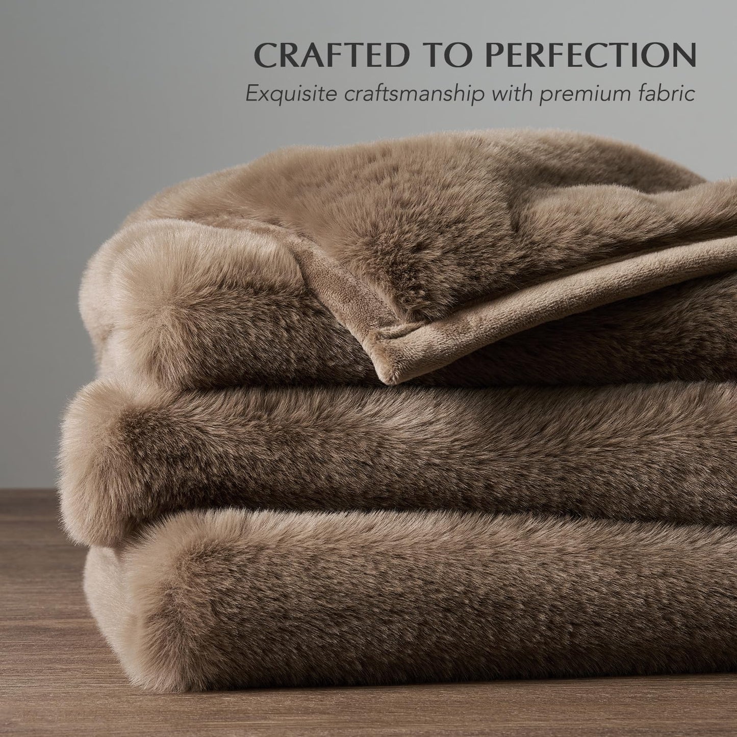 EVERGRACEHOME Ultra Soft Luxury Fluffy Mink Faux Fur Throw Blanket, Thick Warm Fall Winter Blankets for Bed, Couch, Cozy Plush Reversible Blanket for Chair, Sofa (Natural Tan, 60"x80")