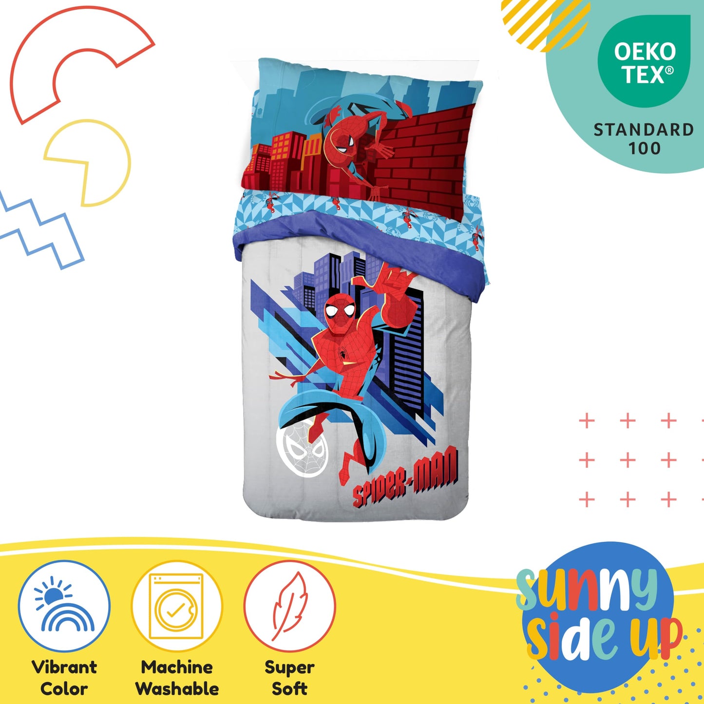 Sunny Side Up Kids Comforter Set Includes Sheets and Pillow Covers - Soft and Cozy Bed Set for Stylish Room Decor, Gray - Spiderman, 4 Piece Toddler Bedding