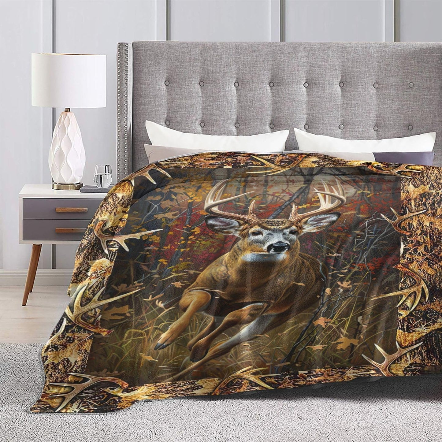 Deer Blanket Country elk Decor Throw Blanket Gifts for Girls Boys Deer Lover Winter Couch Bedding Super Warm Soft Plush Lightweight Fleece Flannel Bed Blanket for Kids Adults Men Women 50"X40"