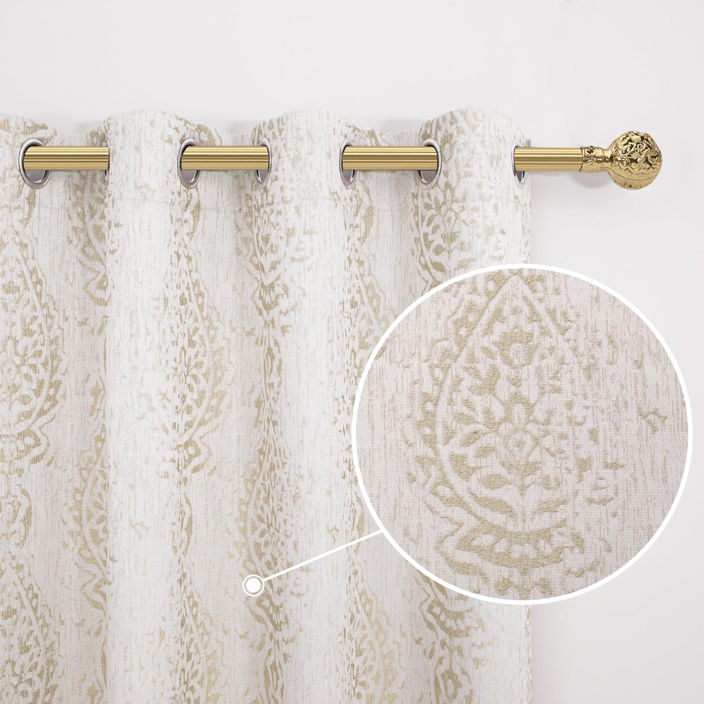 Taupe Blackout Curtains for Living Room Bedroom, 84 Inch Long Neutral Tan Light Brown Beige Chenille Jacquard Luxury Curtains Drapes 84 Inch Length 2 Panels Set, Cortinas Para Sala Modernas 2026