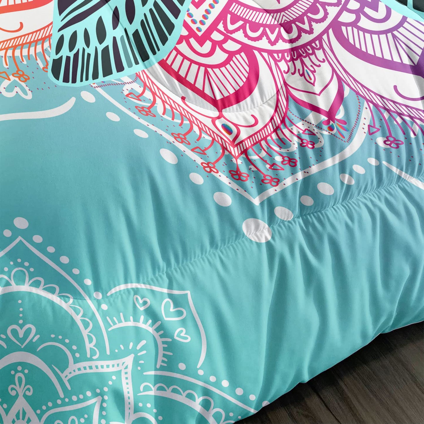 HOSIMA Sea Turtle Bedding,Coastal Beach Themed Comforter Set Twin Size for Kids Teen Girls Boys Room Decor,Mandala Turtle Comforter Bed Set Twin Size with 2 Pillowcases.