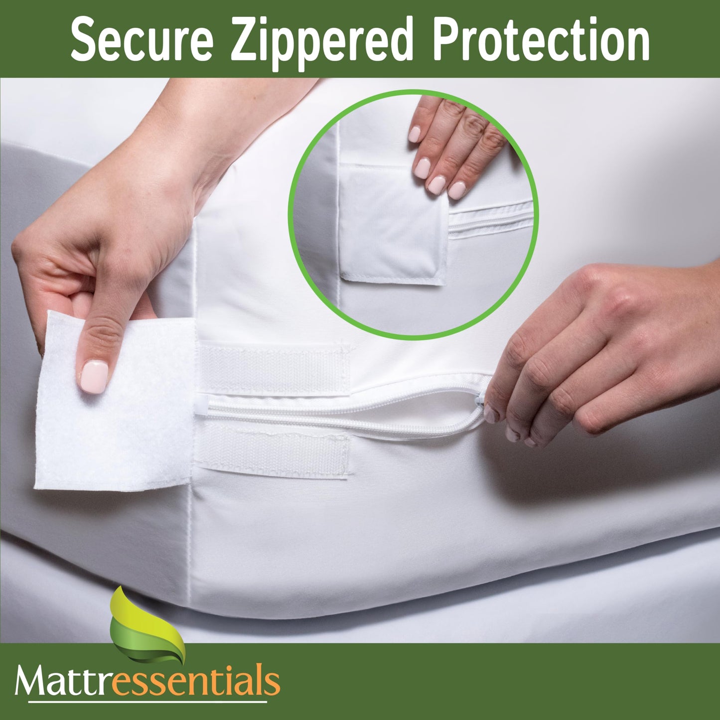 Zippered Full Mattress Protector (5"-7" Depth) - Bed Bug Waterproof Mattress Cover, Premium Quality Hypoallergenic Encasement White