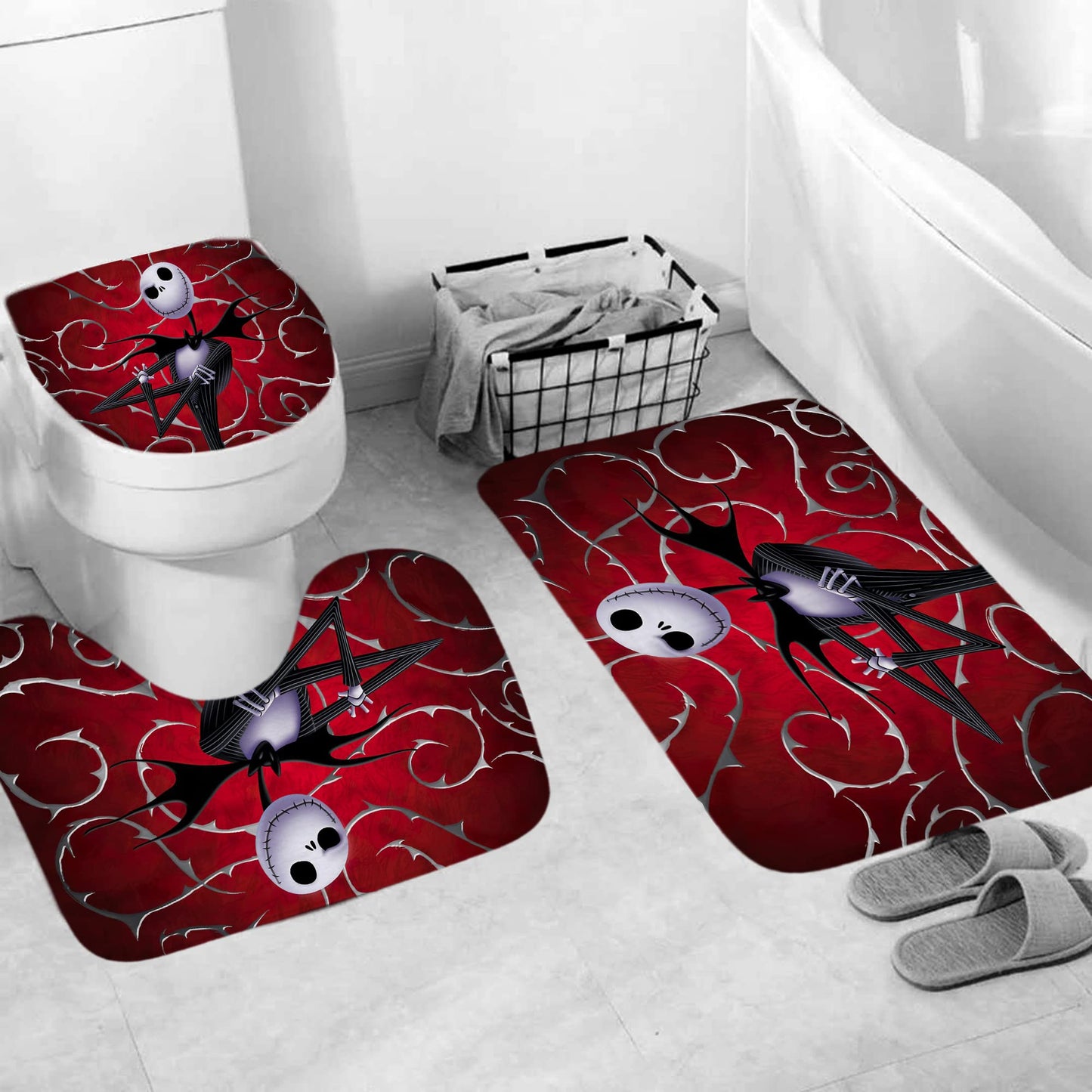 DDS-DUDES Christmas Shower Curtain Sets Kids Bathroom Halloween Decor with 12 Curtain Hooks for Bathroom, Waterproof Fabric 71 x 71 inch (D12)