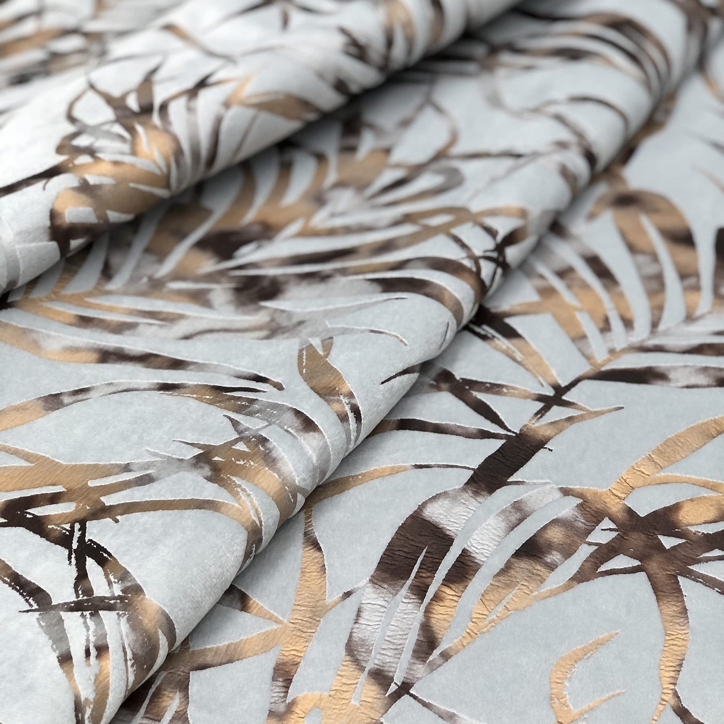 always4u Multi Colour Foil Print Velvet Curtains for Living Room Rainforest Leaves Modern Window Drapes 2 Panels 54 * 95 Silver Velour Curtains