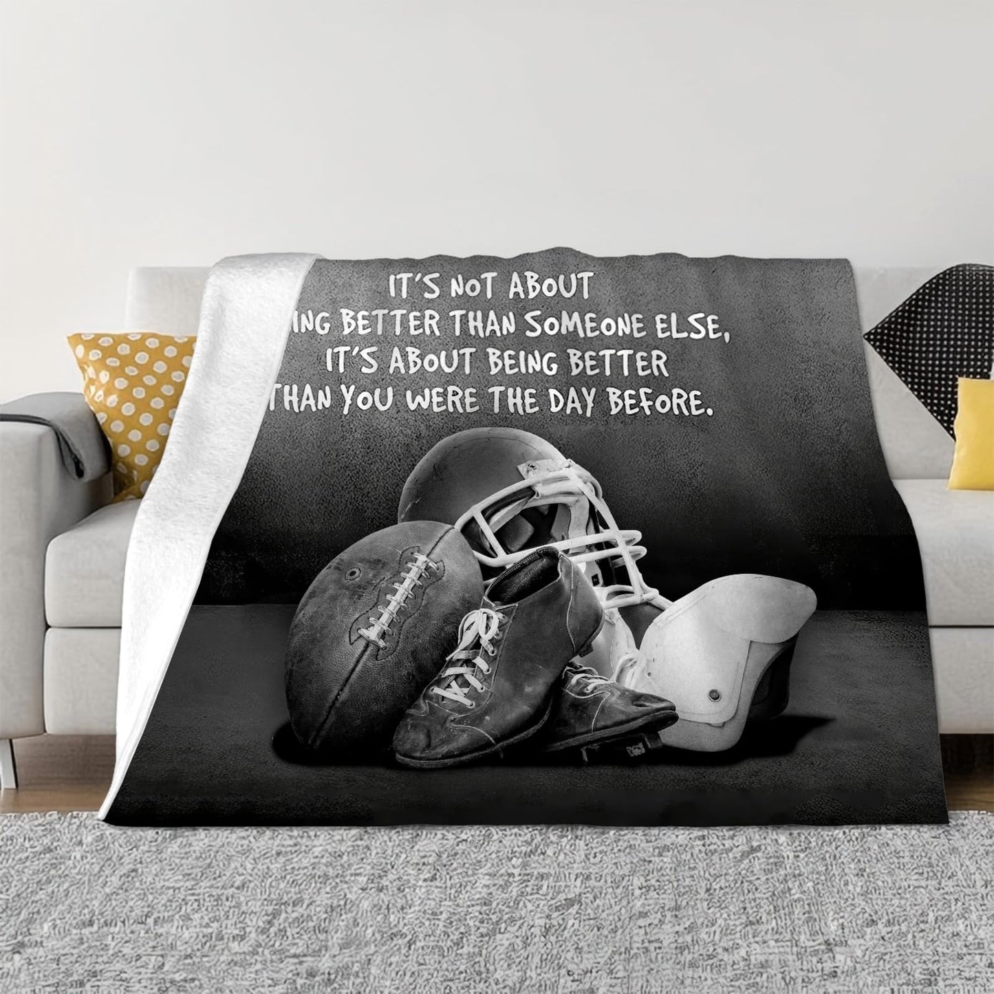 Tijuboni Football Sports Throw Blanket Rugby Gifts for Men Boys Women Girls Kids Adults Soft Flannel Fleece Blanket for Couch Sofa Bed Home Decor 40"x50"