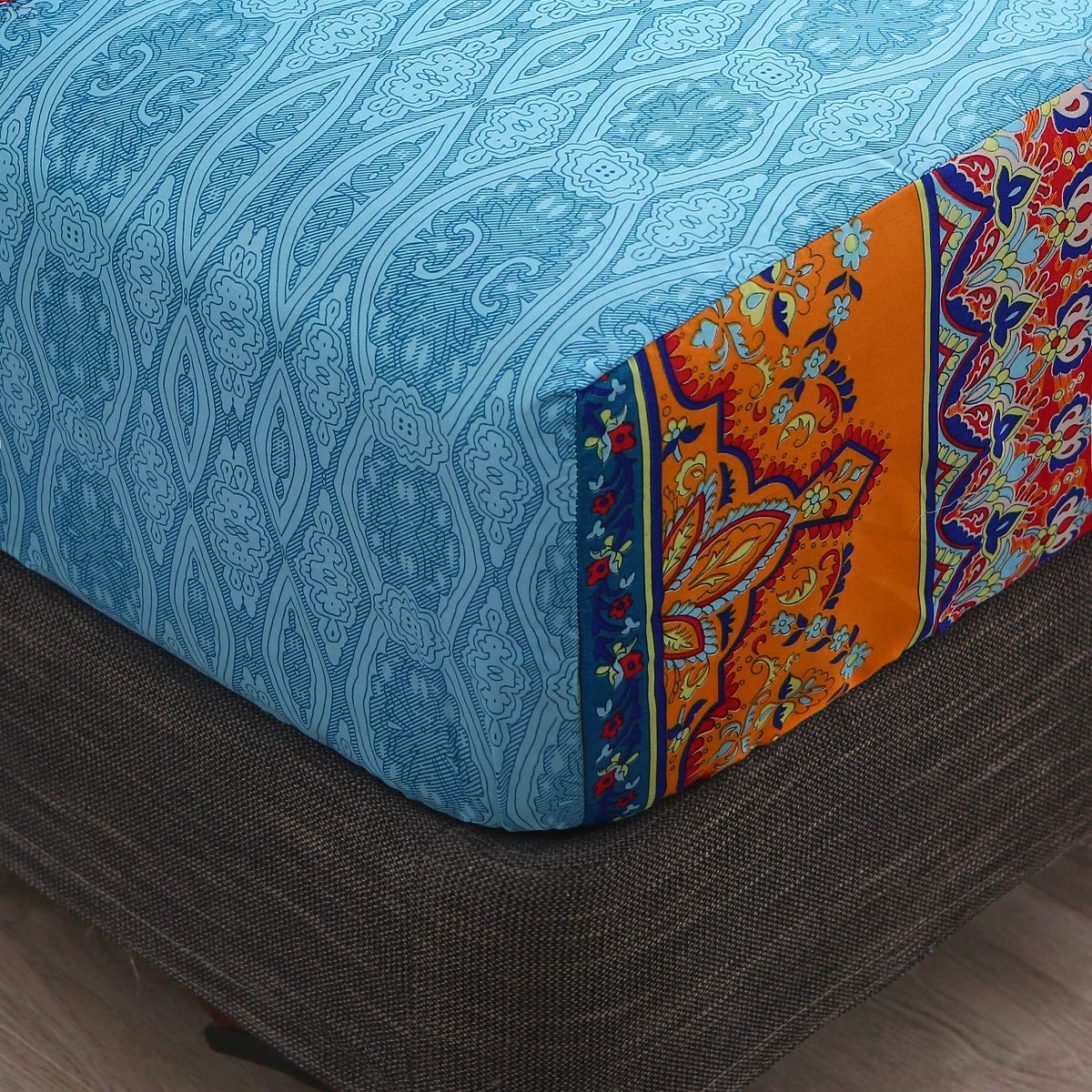 Pangzi Bohemian Sheet Set,Retro Bed Sheets 16 inch Deep Pockets,1 Fitted Sheet, 1 Flat, 2 Pillow Cases - 4 Piece (Queen, A)