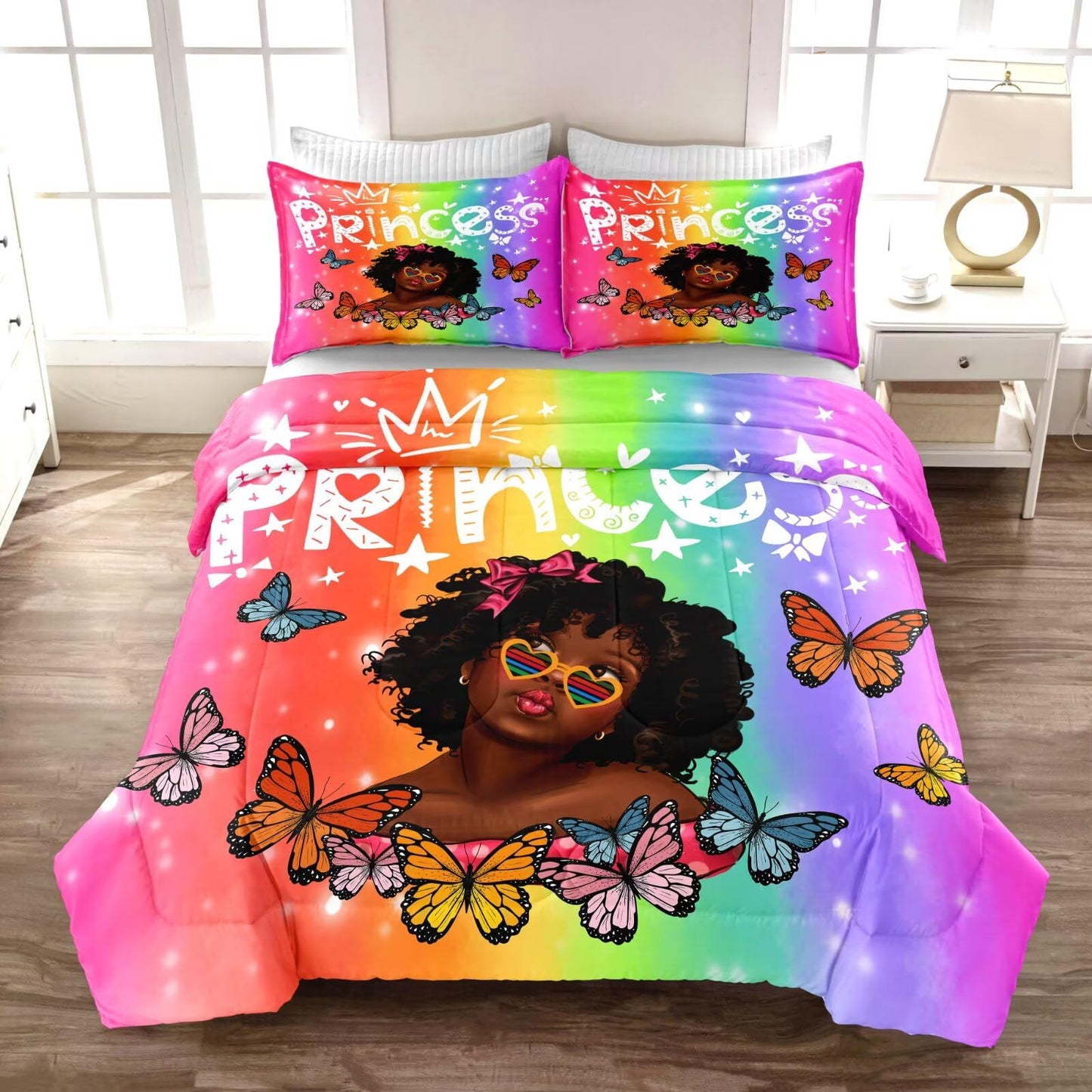 GRAT TIOC Black Girl Comforter Set Twin for Kids Teens,Girls Comforter Set for Melanin,Black Girl Magic Bedding Set,Afro Kid Bed Bedroom Set