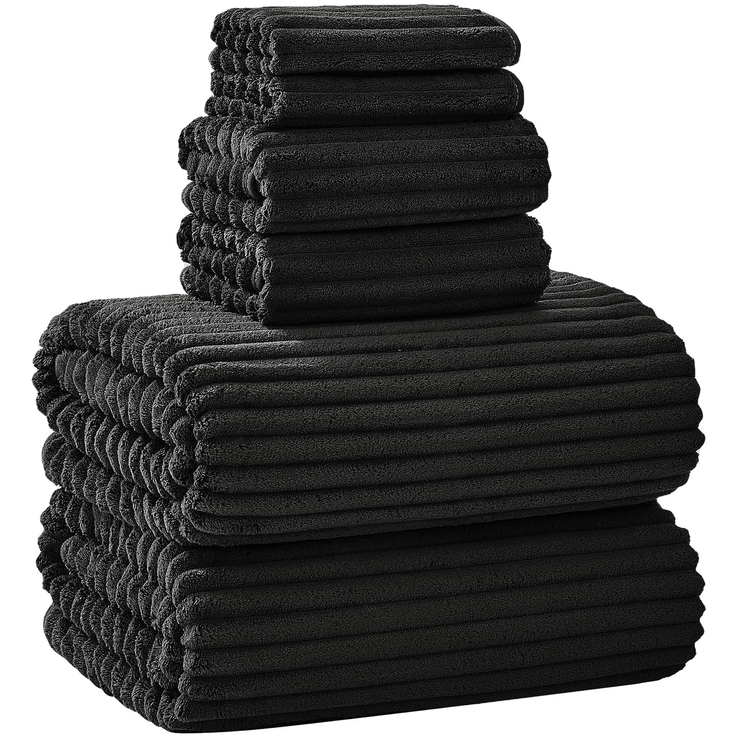 NALIVO Extra Large Bath Towel Set of 6 (40"x80"),Oversized Bath Sheet Super Soft Highly Absorbent Microfibers Quick Dry Luxury Shower Towel for Bathroom Spa Gym Hotel Yoga (Black, 6Piece)