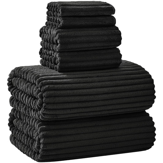 NALIVO Extra Large Bath Towel Set of 6 (40"x80"),Oversized Bath Sheet Super Soft Highly Absorbent Microfibers Quick Dry Luxury Shower Towel for Bathroom Spa Gym Hotel Yoga (Black, 6Piece)
