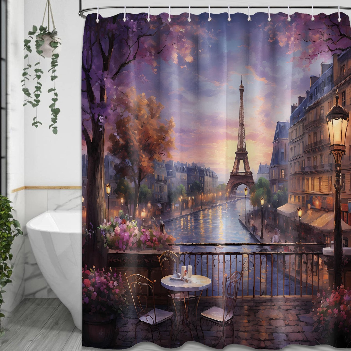 Lvetong Vintage Paris Shower Curtain, 70" W x 72" L