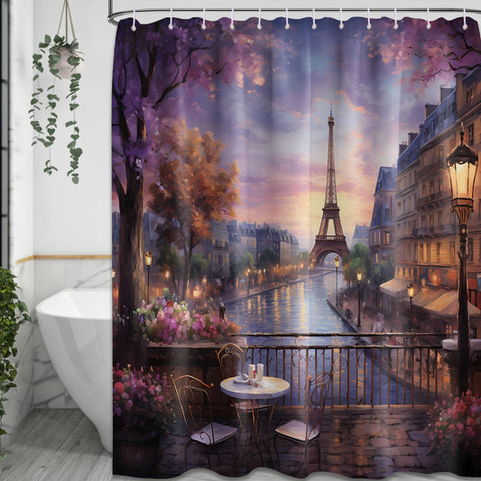 Lvetong Vintage Paris Shower Curtain, 70" W x 72" L