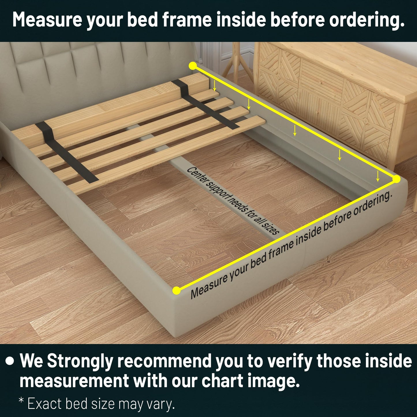 Zayton, Wooden Queen Bed Slats for Support Under Mattress – Replacement Wood Slats for Queen Size Bed Frame – Under Mattress Support Without Extra Height – 2.38 Standard Width