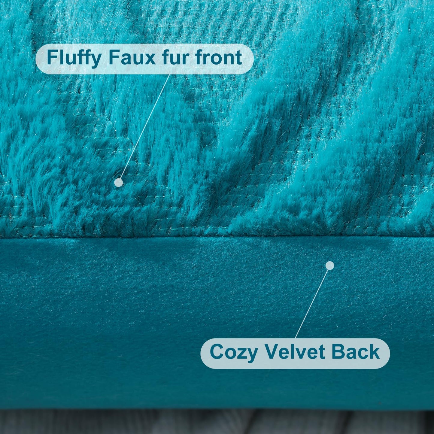 decorUhome Throw Pillow Covers 18x18 Inch Set of 2, Soft Plush Faux Wool Teal Solid Couch Pillow Covers, Accent Farmhouse Neutral Square Pillow Cases for Sofa Bed Living Room