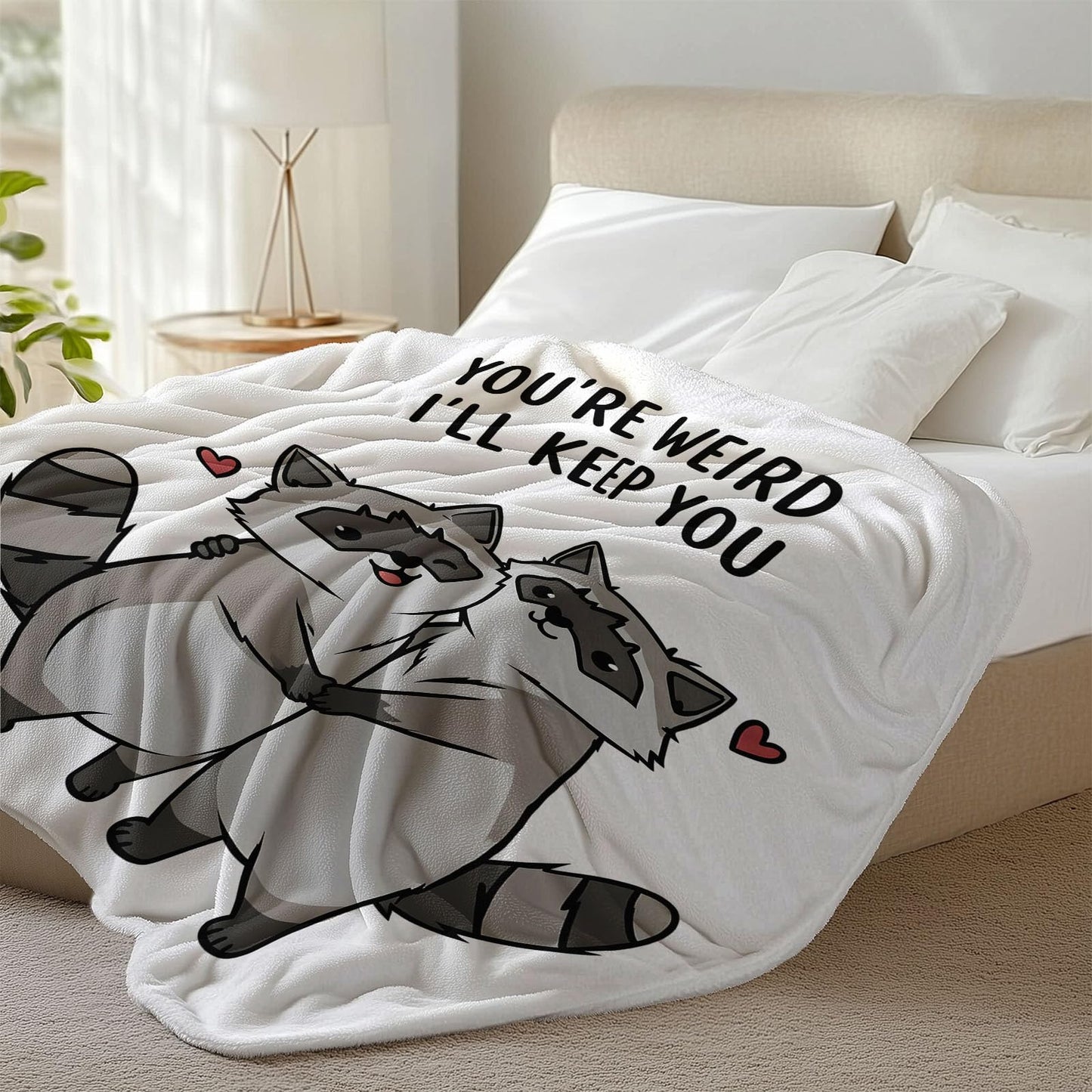 keepitcozi Funny Raccoon Gifts Blanket for Adult Kids, Unique Best Friend Birthday for Women Men, Gag Gift, Relaxation Stress Relief Gifts for Cowoker, Quirky Home Decor for Raccoon Lovers 50"x60"
