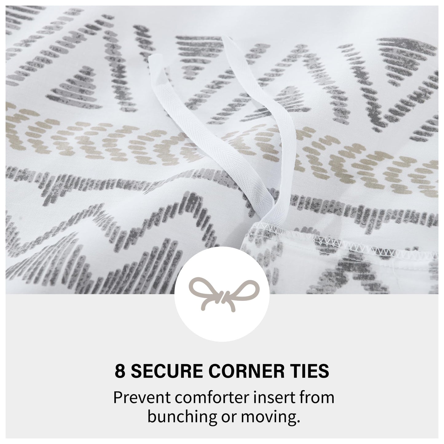 VOOVY Duvet Cover King - 100% Cotton Boho Duvet Cover King Size, 3 Pieces Bohemian Geometric Lightweight Soft Breathable Bedding Duvet Covers Set for All Season (Charcoal, 104"x90", No Comforter)