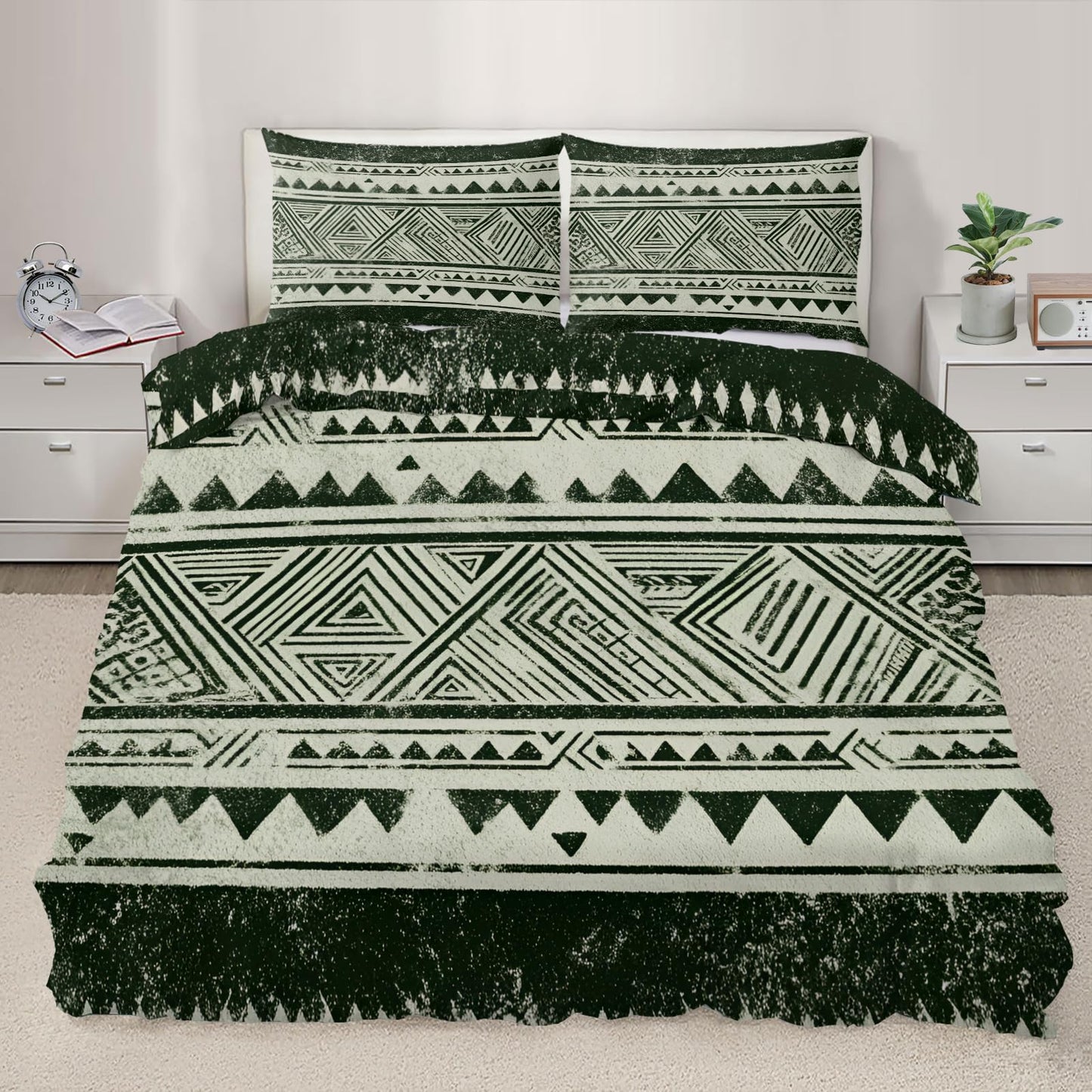 ZAOMIR Boho Aztec Duvet Cover Twin Size, Bohemian Exotic Southwestern Bedding Set 3 Piece, Geometric Striped Patterned Comforter Cover with Zipper Soft Microfiber, 2 Pillowcases