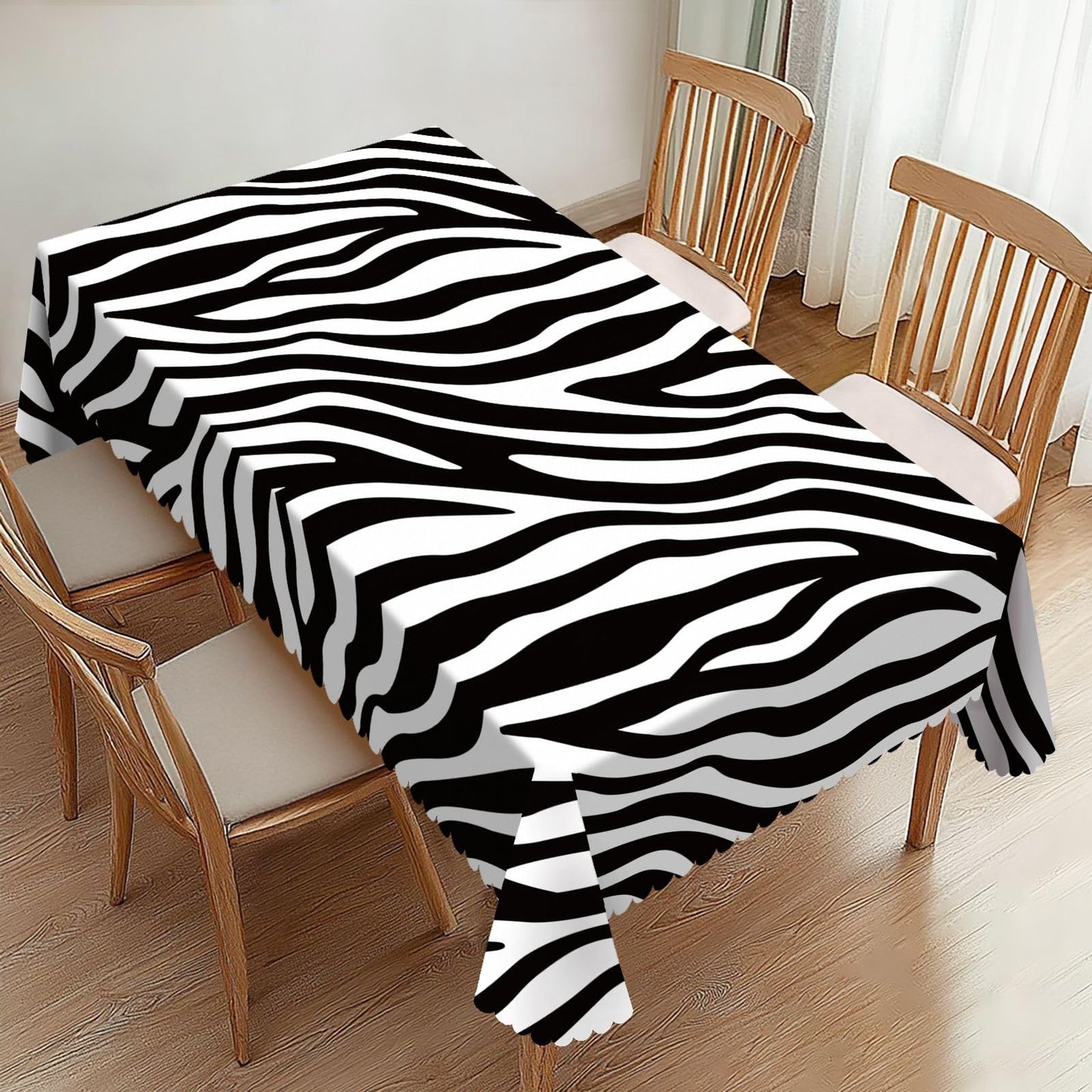 ZYPHORIEL Zebra Stripes Rectangle Tablecloths Black and White Print Table Cloths Dacorative Kitchen Dining Tablecloth for Rectangular Tables,Washable Table Cover for Party 54 x 72 Inch