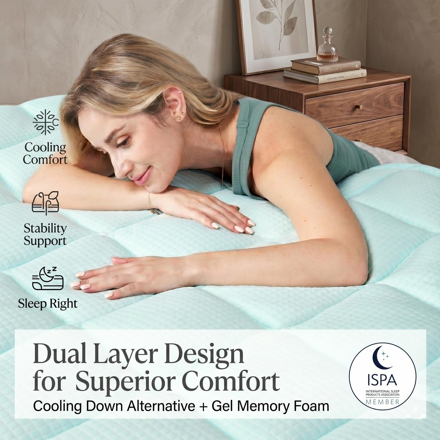 Novilla Queen 3 Inch Dual Layered Mattress Topper with 2 Inch Gel Memory Foam & 1 Inch Cooling Pillow Top Cover, Pressure Relieving Breathable Bed Topper for Back Pain Support, Certi-Safe
