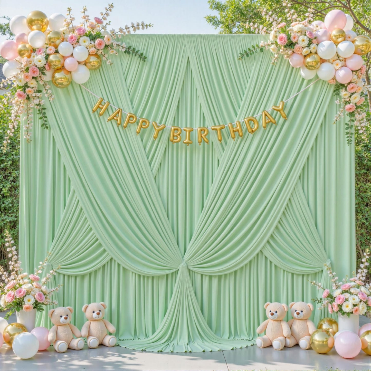 Sage Green Backdrop Curtain for Parties Wrinkle Free Dark Green Photo Curtains Backdrop Drapes Fabric Decoration for Baby Shower Birthday Party Photography 5ft x 7ft,2 Panels