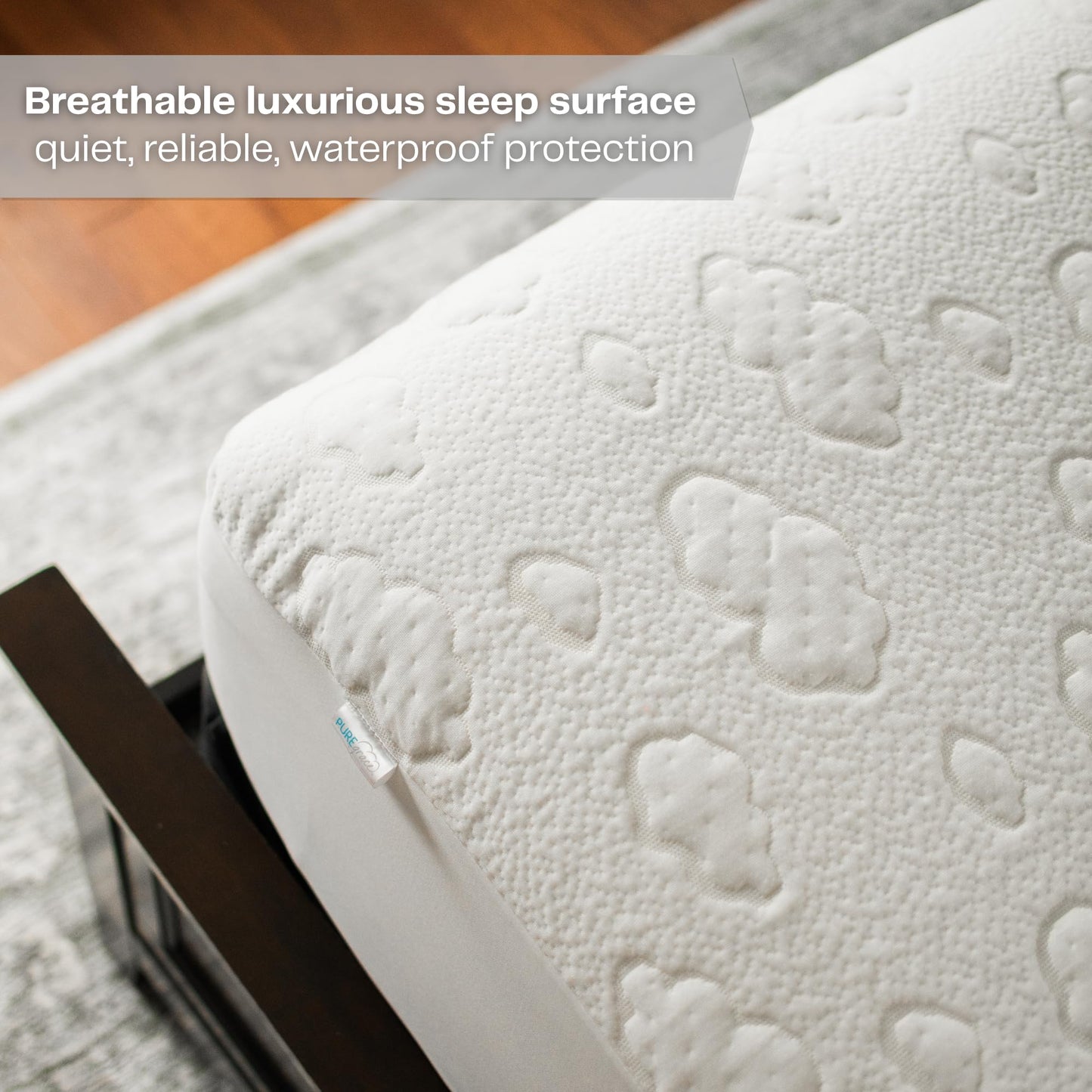 PUREgrace Queen Mattress Protector – Cooling Eucalyptus Tencel Fiber, Quiet Waterproof Mattress Pad Cover with Deep Pockets and Corner Safety Straps, Breathable Ultra Soft Luxury Fit