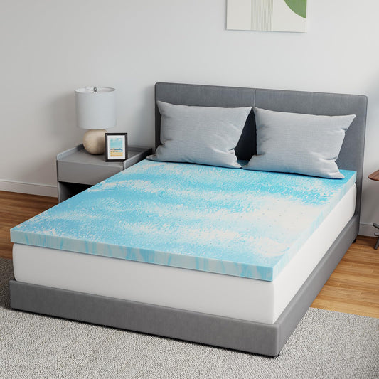 Novilla Memory Foam Mattress Topper Queen - 2 Inch Cooling Gel Infused Memory Foam | Slow-Rebound Pressure Relief | CertiPUR Certified | Comfort for Sleeper Sofa, RV, Camper, Dorm Room