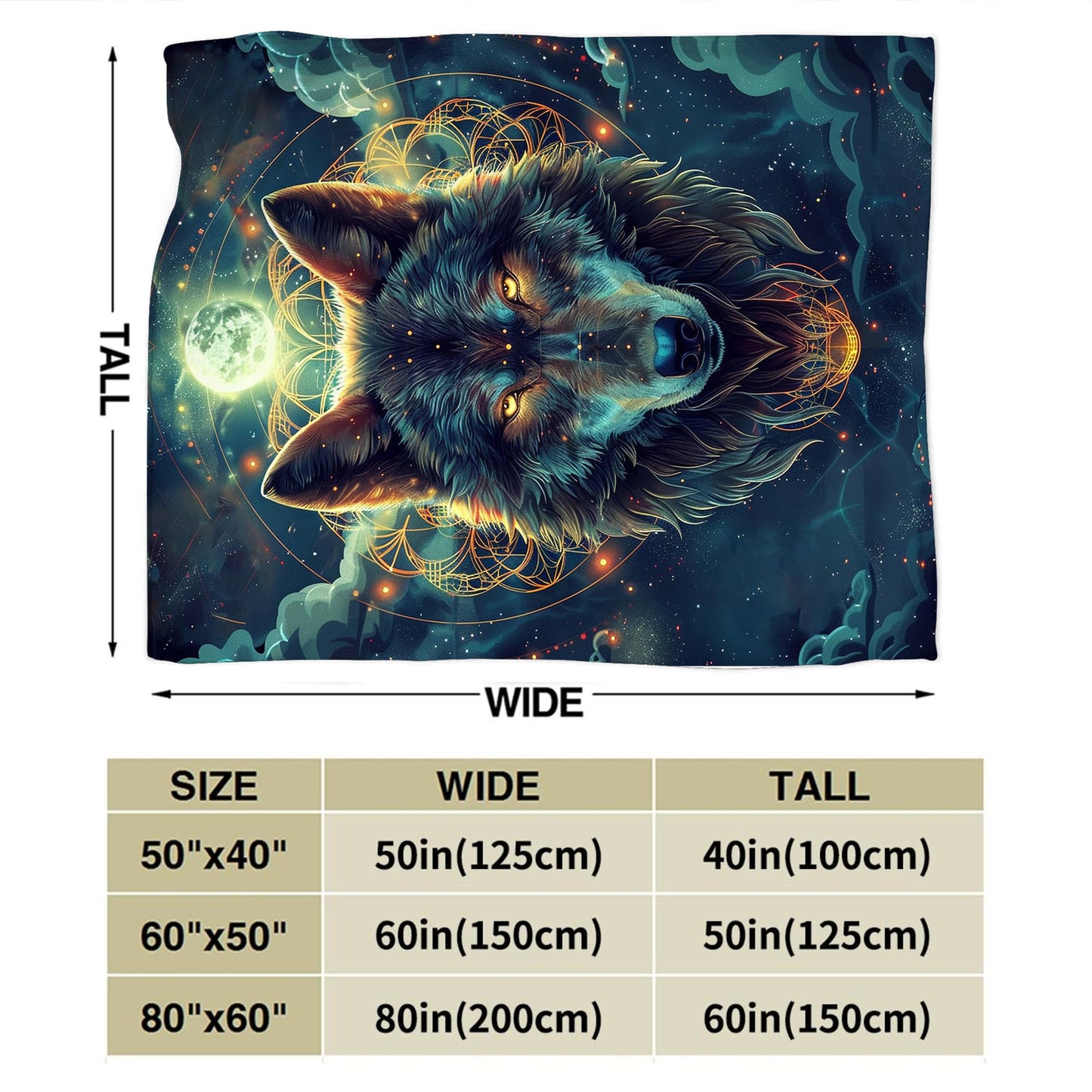 Wolf Blanket Fantasy Wolf Throw Blanket Wolf Gifts and Decor Wolf Blanket for Girls Boys Women Men Kids Adults Soft Warm Cozy Fleece Blanket for Couch Sofa Bed 50"x40"