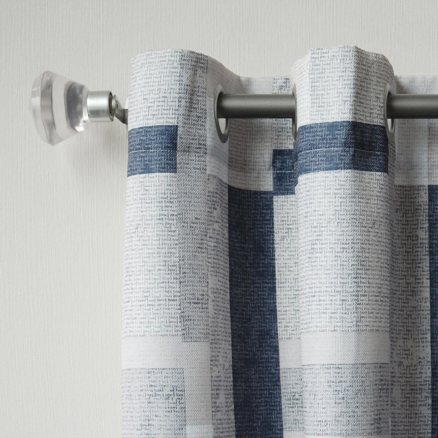No. 918 Blockade Geometric Blocks Semi-Sheer Grommet Curtain Panel, 40" x 84, Navy