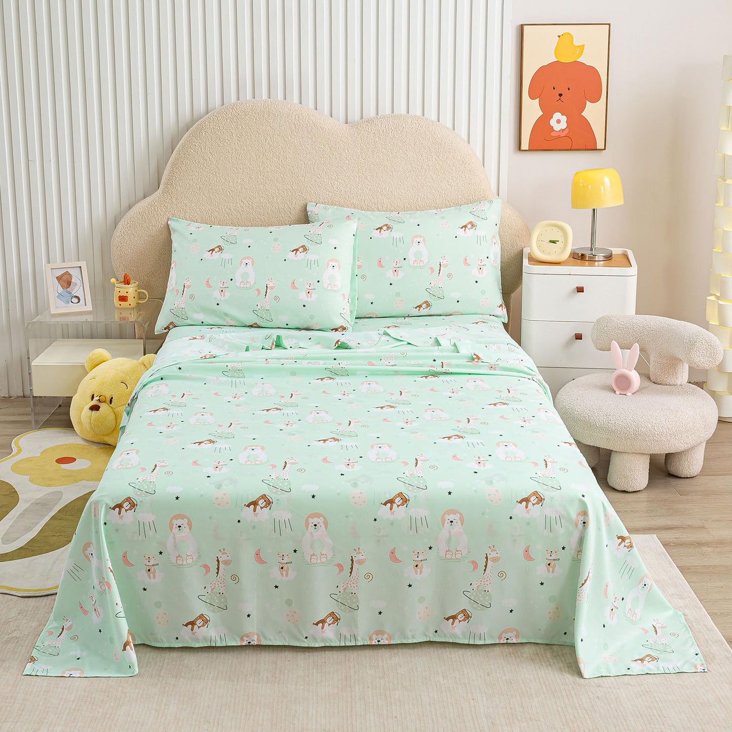LONAVA Twin Sheet Set Kids - Starry Zootopia 3 Pieces Soft Cute Microfiber Bed Sheet for Boy Girls Teens, Oeko Texted Breathable Cooling Fabric & Deep Pocket Full Elastic Sheets