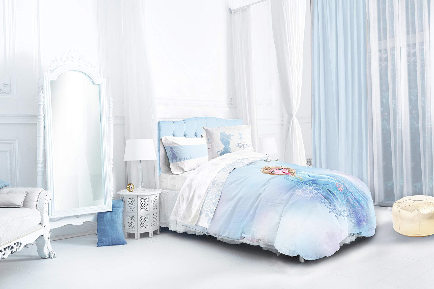 Disney Frozen 2 Elsa 7 Piece Queen Comforter Set Bed in a Bag - Reversible Comforter & Sheet Set Bedding - Super Soft Fade Resistant Microfiber, Machine Washable (Official Disney Product) - Jay Franco