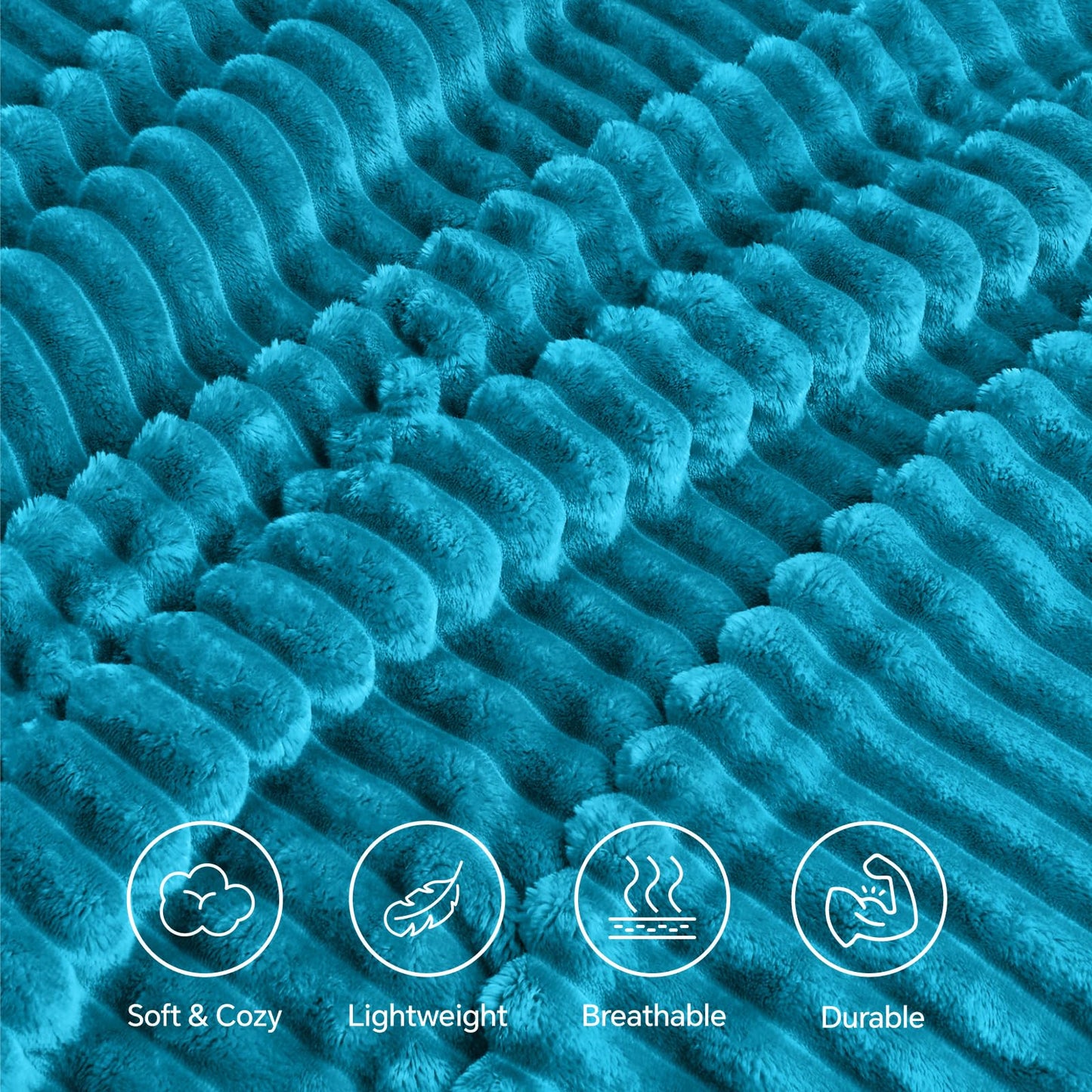 INFIIXSO Sherpa Throw Blanket for Couch - Super Soft & Warm Striped Fleece Blanket, Cozy Plush Fluffy Blanket All Season Use (Teal, 50x60 Inches)